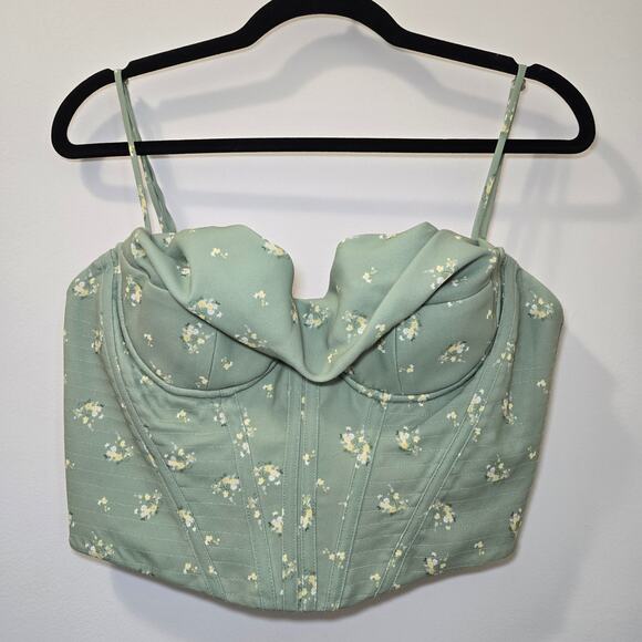 House of CB Bea Olive Floral Draped Corset Size Large+ Plus Cup - Picture 3 of 9